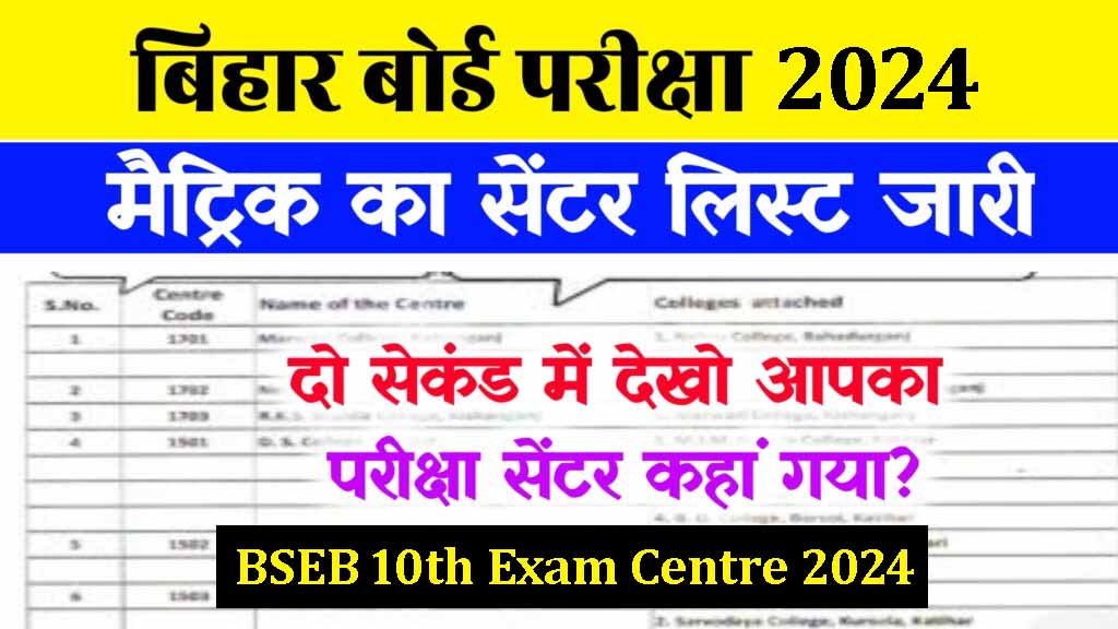 Bihar board Matric exam center 2024